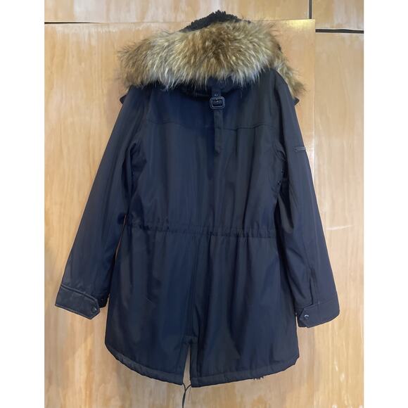 SAM S13 NYC Black Nylon Faux Fur Lined Hooded Parka Size XL - Picture 4 of 5